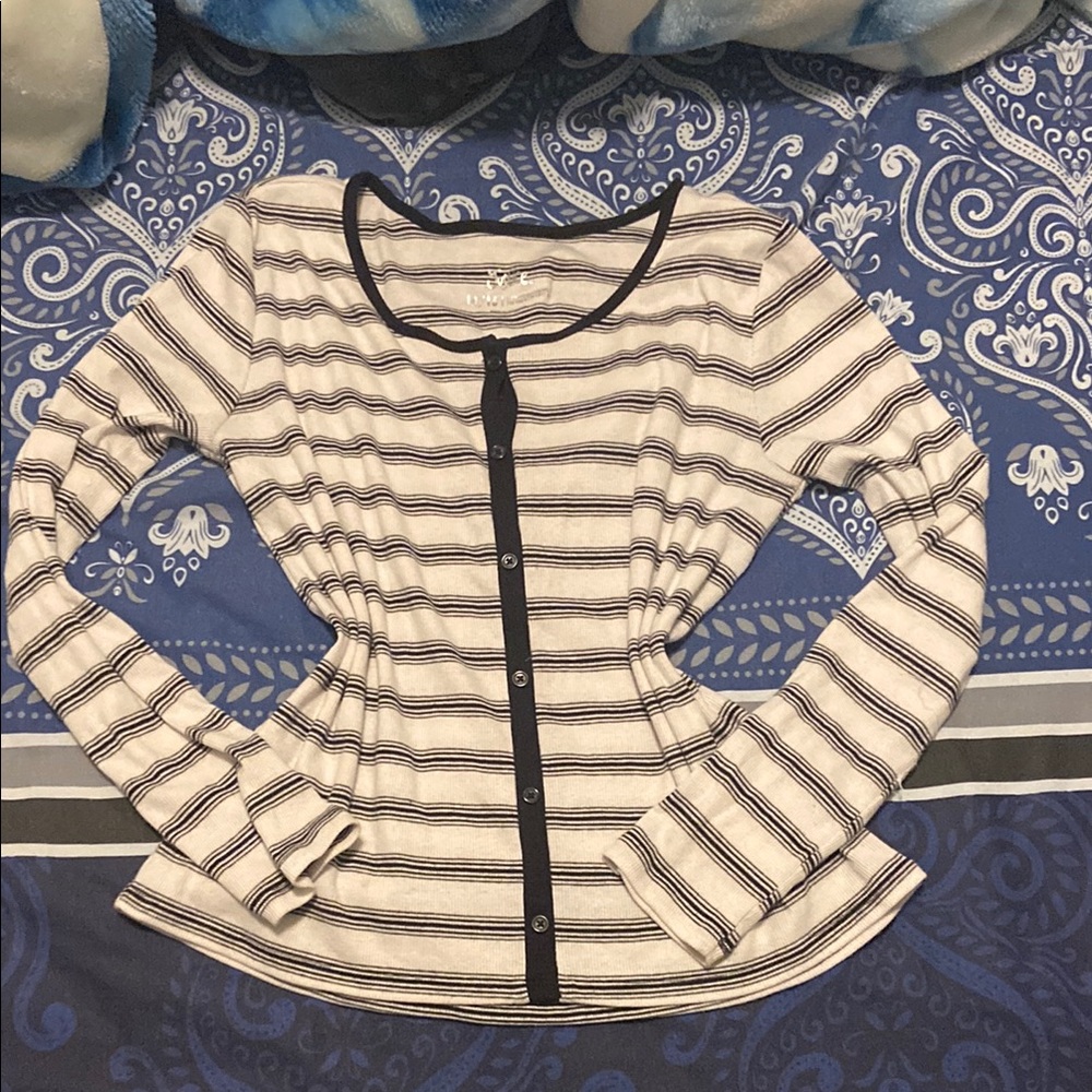 Justice Striped Long Sleeve Button-Up Top